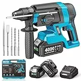 SEESII 2.8J SDS Plus Akku Bohrhammer Kit, 4-in-1 Schlagbohrmaschine mit 2×4.0Ah Akku (Kompatibel mit Makita 18-V-Akkus), Bürstenlos, für Beton, Renovierung & DIY, inkl. Bohrer, Meißel & Koffer