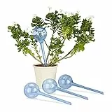 Relaxdays 8 x Bewässerungskugeln im Set, Dosierte Bewässerung, 2 Wochen, Versenkbar, Deko, Topfpflanzen, Kunststoff, blau