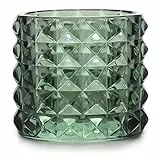 Teelichthalter aus Glas AmeliaHome Kerzenhalter Teelichtglas 7x6,5 cm Malaga Flaschengrün