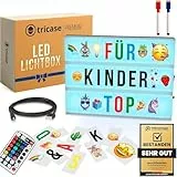tricase LED Light Box mit Buchstaben & Farbwechsel – Cinematic Leuchtkasten A4 mit 386 Zeichen & Emojis – Leuchttafel & Zimmer Deko – Ideale Geschenk für Mädchen & Teenager (8 10 12 Jahre)