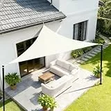Sunnylaxx 3x3x4.25m Sonnensegel Dreieckig,420D Oxfordgewebe Wasserdicht Sonnenschutz Sunsegel UV-Schutz,für Außenbereich,Garten,Terrasse Balkon -Cream