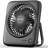 Otlonpe Tischventilator Leise, 4000mAh Akku Tisch Ventilator Tragbar, 4-Speed Tischventilatoren Klein, 180° Klappbarer USB Ventilator für Büro, Schlafzimmer, Reisen