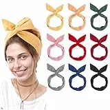ANNASAMDO 9 Stück Stirnbänder Damen, Vintage Bow Flexibler Metalldraht Biegbar Haarreifen Haarband Stirnband mit Schleife, Retro Haarschmuck Headband Haare Zubehör für Dame Mädchen (9 Farben)
