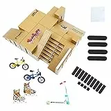 Skate Park Kit Ramp Parts for Finger Skateboard Park Kit Part Training Props with 4 Finger Decks 2 Finger Bike 1 Pair Skates and 1 Scooter