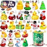 SCIONE 24 Stück Weihnachten Gummienten Kinder Badewannenspielzeug Niedliches Poolspielzeug für Babyparty Klassenzimmer, Geschenk
