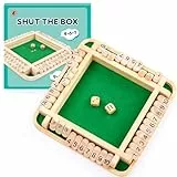Shut The Box Spiel, Brettspiel aus Holz, 2-4 Spieler Gesellschaftsspiele ab 6 Jahre, Würfelspiel Mathematik Lernspiele ab 3 4 5 6 Jahre, Familienspiel Reisespiel für Kinder Geschenk Jungen Mädchen