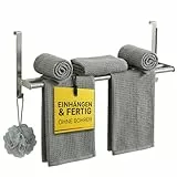 MDCASA Premium Handtuchstange I Handtuchhalter ohne Bohren & verstellbar inkl. Kratzschutz I Stabiler Handtuchhalter Tür für alle gängigen Türen