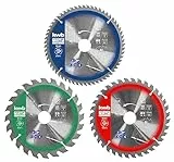 kwb Kreis-Sägeblatt-Set 165 x 20/16 mm, Für präzise Schnitte in Plattenwerkstoffen und Holz, 3-teiliges Set mit Reduzierringen, Ideale Grundausstattung für Handkreis-Sägen und Kapp- und Gehrungssägen