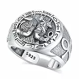 INFUSEU Offener Größenring, Verstellbar 925 Sterling Silber Modell 7-8 Zweiköpfige Schlange/gelada/umarmung/wolverine/orang-utan/drache/pentagramm Ring Geschenk für Sie (Anubis)