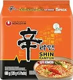 Nong Shim Instantnudeln Kimchi Ramyun – Koreanische Ramen Suppe - schnelle Zubereitung – 1er Multipack - 5 x 120g