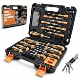 MulWark Magnetisches Schraubendreher-Set, 59-teilig, Chrom-Vanadium-Stahl, ergonomisches Design, Gummigriff, Schraubendreher-Set mit Koffer, Schlitz, Phillips, Sechskant, Pozidriv, Torx und Präzision,