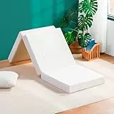 Olee Sleep Tri-Folding Antibakterielle Matratzenauflage aus Memory-Schaum, 10,2 cm, Kupfer-Bambus-Gel-Klappmatratze, waschbarer Bezug, CertiPUR-US-zertifiziert, weich, weiß, Einzelgröße, VC04TMP4S