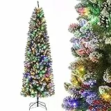230cm Weihnachtsbaum mit 350 Beleuchtung,RGBW 9 Lichtmodi, Vorbeleuchteter künstlicher Weihnachtsbaum PVC,Einfacher Aufbau für Weihnachten Deko
