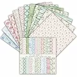 Scrapbook Papier 24 Blatt, 15,2 x 15,2 cm, Doppelseitiges Muster Papier, Dekorpapier Set, Mehrfarbig Craft Papiers für DIY Fotoalbum und Scrapbook Dekoration (Grün und Rosa, 6 Zoll)