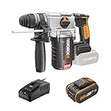 WORX WX380.1 Akku-Bohrhammer 20V, 4-in-1: Bohren, Schlagbohren, Meißeln, Bitrotation, 24 mm Bohrleistung, 2,2 J Schlagenergie, 4,0 Ah PowerShare, (Antivibrations- und Softgriff)
