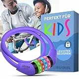 Büchel Fahrradschloss Kinder inkl. Halterung I Farbenfroh und ohne Schlüssel I Zahlenschloss , fahrradzubehör , 120cm, Violett