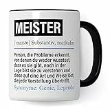 Tasse Meister lustig, Meister Geschenk Beruf, Spruch Kaffeebecher Handwerksmeister Geschenkidee, Beruf Meisterprüfung Kaffee-Tasse Meisterbrief Teetasse Becher