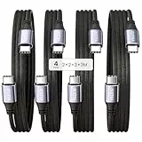 Ocetea 60W USB C Kabel, [4er Pack, 2M 2M 3M 3M] USB C auf USB C Kabel Set, PD 3.0 Schnellladekabel USB C Kompatibel mit iPhone 16 15 Pro Max, MacBook Pro Air, iPad Pro Air, Galaxy S24 S23, Pixel