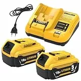 2X 18V 5.0Ah DCB200 Ersatz für Dewalt Akku +3A Ladegerät Kompatibel mit Dewalt Akku DCB180 DCB181 DCB182 DCB184 DCB185 DCB201 DCB204