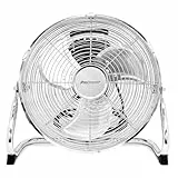 Pro Breeze 30,5 cm Bodenventilator aus Chrom - 50W Ventilator klein mit 3 Geschwindigkeitsstufen, 110° vertikal neigbar - Leistungsstarke Windmaschine für Zuhause, Büro und Fitnessstudio