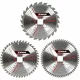 kwb by Einhell Kreissägeblattsatz 3-tlg. 210x30 mm Stat. Sägen-Zubehör (3x HM-Sägeblätter, Ø210x30 mm, 1x 24 Z, 1x 42 Z, 1x 60 Z, passend für Einhell Tischkreissägen und Kapp-Gehrungssägen)