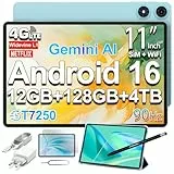 TECLAST P50 Android 16 Tablet 11 Zoll Gemini AI, 90Hz Display, T7250 Octa Core Gaming, 4G LTE Dual SIM + 5G WLAN, Tablets mit Stift + Hülle, 12GB RAM+128GB ROM(5TB TF), Widevine L1/7000mAh/GMS/GPS/OTG