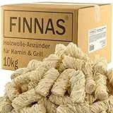 FINNAS Anzündwolle Kaminanzünder Grillanzünder Ofenanzünder Holzwolleanzünder 10kg ca 800 Stück Ökoanzünder Wachszünder Holzanzünder Feuerschale Lagerfeuer Smoker Lange Brenndauer