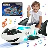 SWTOIPIG Babyspielzeug, transparentes Hai-Spielzeug mit Licht und Musik, elektrisches mechanisches Getriebespielzeug für Jungen, Mädchen, Kleinkinder, Geschenke