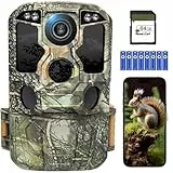 KJK Wildkamera mit Handyübertragung APP, 4K 84MP HD WLAN Bluetooth Wildkamera mit Bewegungsmelder Nachtsicht, 64GB SD Karte und 8*AA-Batterien, 130 °Weitwinkel Wildtierkamera, IP67 Wasserdicht