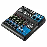 MiniAudio DJ Mixer Soundboard Console System, 5-Kanal 48V Phantomspeisung mit Bluetooth USB MP3 Stereo Live DJ Studio Streaming für professionelle Aufnahmen Parties auf KTV Bühne