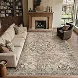 PureCozy Teppich Wohnzimmer 200x300cm Waschbarer Vintage Braun Tepiche for Schlafzimmer kurzflor rutschfest Weich Retro Orientalischer Carpet für Living Room Küchen Esszimmer Bedroom