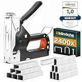 Hinrichs Handtacker Set - 3-in-1 Profi Tacker für Holz - Stofftacker Handwerker zum Fixieren - mit Klammern - Möbeltacker - Staple Gun - Holztacker mit 1600 Klammern & 800 Nägeln