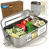 Dimono® Lunchbox Brotdose 1400ml Auslaufsichere Bento-Box Brotzeit-Dose aus Edelstahl; Wasserdichte Nachhaltige Dose mit Fächer & Dichtungen