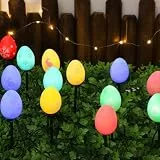 BomKra Solar-Ostereier-Lichter mit Pfahl, 20 LED-Ostereier-Lichter für Ostern im Freien, 8 Beleuchtungsmodi, wasserdicht, Wegelichter für Hof, Garten, Weg, Rasen