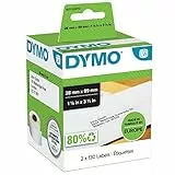 DYMO Original LabelWriter Adressetiketten | 28 mm x 89 mm | schwarz auf weiß | 2 Rollen mit je 130 leicht ablösbaren Etiketten (260 Etiketten) | selbstklebend | für LabelWriter Etikettendrucker