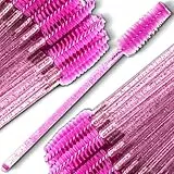 Retoo Wimpernbürste 50 Stück Mascara Zauberstäbe Wimpern Bürste Einweg Kosmetik Pinsel Augenbrauen-Applikator Wimpernmascara für Beauty-Salon und Hausgebrauch Wimpernverlängerung Rosa