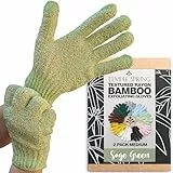 Temple Spring Peelinghandschuh, Peeling Körper Duschschwamm, Waschhandschuh Körper Sauna Zubehör, Peeling Handschuh, Duschhandschuh Badezubehör für Ingrown Hair, Luffa Handschuh – Salbeigrün