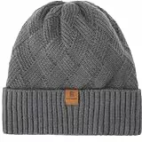BARFULKER Mütze Herren Damen Winter Beanie Mütze Warme Gefüttert Wintermütze Thermo Dehnbare Strickmützen Bequem Wollmütze Winddichte Laufmützen Cuffed Hats für Frauen Männer Unisex,Grau