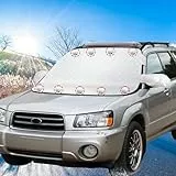 Kiaitre Ultradick Scheibenabdeckung, Sonnenschutz Auto frontscheibe, Auto Scheibenabdeckung mit Magnet, Windschutzscheibenabdeckung für gegen Sonne, Staub, Frost, Wasserbeständig (152×123cm)