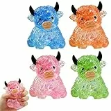 4 Stück Squishy Fidget Toys, Anti Stress Ball Kuh, Antistressball Squishy Spielzeug für Kinder & Erwachsene, Squeeze Toy Quetschball für ADHD Autismus Geburtstag Gastgeschenke