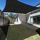 Ankuka Sonnensegel Wasserdicht 3x5m Schwarz Sonnensegel Rechteckig mit Seile 98% UV Schutz Geeignet für Garten Terrasse und Camping