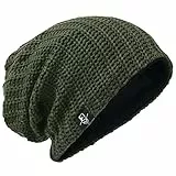 VECRY Herren Slouchy Mütze Strickmützen Rasta Skull Cap Sommer Winter Sackmütze , M, Gerippt Grün
