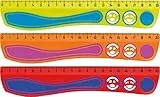 Maped 278710 - stossfestes Lineal KIDY'GRIP 20 cm, aus recyceltem Plastik, mit Anti-Rutsch-Noppen - türkis-grün, pink-orange, blau-rot