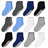 GRPSKCOS Rutschfeste Socken Kinder 12 Paar Stoppersocken Kinder ABS Socken Kinder Antirutschsocken für Jungen Mädchen(#1 Jungen Multicolor-12 Paar,3-5 Jahre)