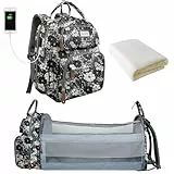 SNDMOR Wickeltasche Rucksack, Baby Wickeltasche mit Wickelstation, Große Unisex Babytasche mit Wickelunterlage, Großes Fassungsvermögen, Wasserdicht und Stylisch (Blumen)