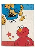 NICI 41978 Sesamstraße Fleecedecke Krümelmonster und Elmo, Rot, 125 x 160cm