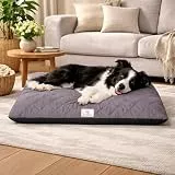 SympaTierisch Hundebett waschbar & wasserdicht – Hundematte/Hundekissen für große & mittelgroße Hunde – rutschfest, extra gepolstert, atmungsaktiv – Hundebett grau | 80x70x10 cm