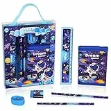 Vicloon Astronaut Schreibwaren Set, Schreibwaren Geschenkset für Mädchen, Radiergummi, Anspitzer, Brieftasche, Lineal, Bleistift, Kinder Mitgebsel, Geschenk Set für Mädchen und Junge(Astronaut)