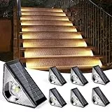 ZWOOS Solarlampen für Außen, 3000K Warmweiß LED Stufenleuchte, Solar Treppenlicht Garten-IP65 Wasserdichte Solar Bodenleuchten Gartenlampen für Gehweg Treppe Weg (6 Stücke Keine Bewegungserkennung)