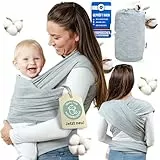 Tragetuch Neugeborene - Elastisches Baby Trage-Tuch ab Geburt, Atmungsaktive & ergonomische Koala-Babytrage aus 80% Baumwolle - Ergo-Babytragetuch mit Anleitung für sicheren Halt, Nähe & Komfort